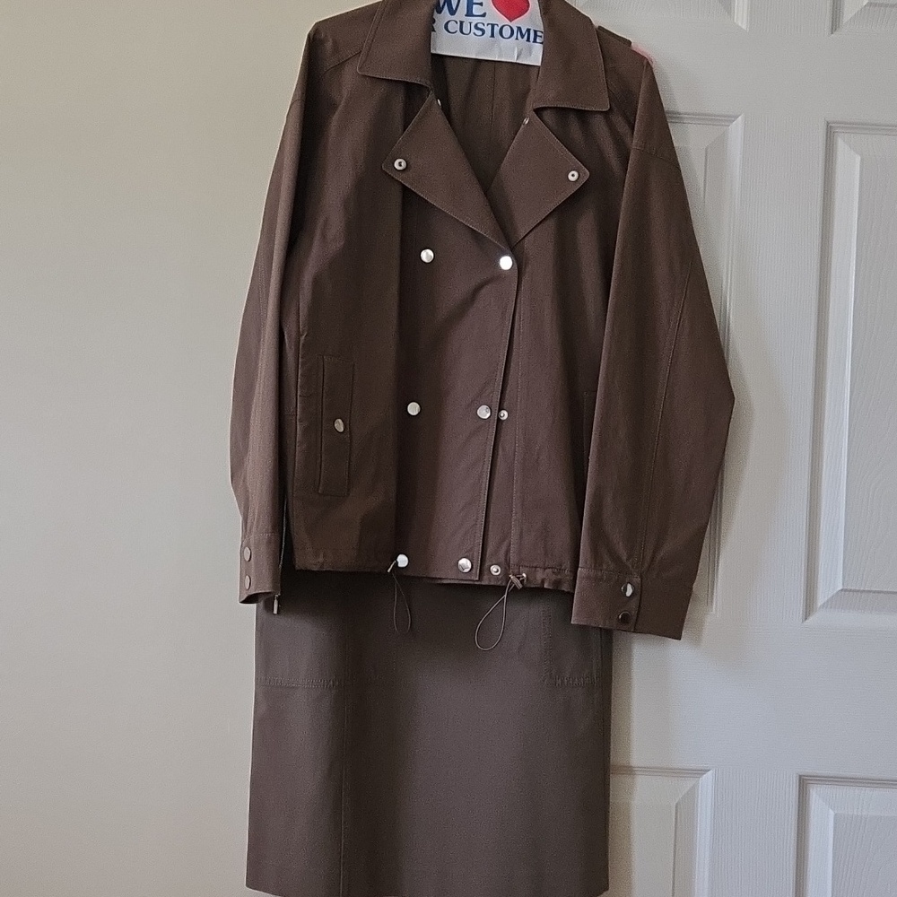 Lafayette 148 New York Brown Two-Piece Skirt Set
